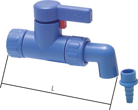 Exemplary representation: Drain tap made of plastic, drain tap