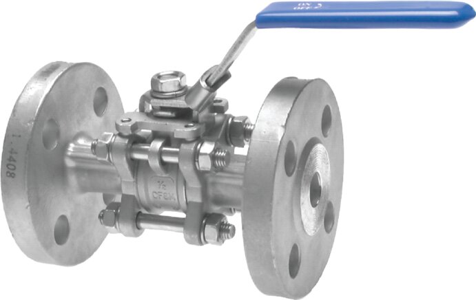 Exemplary representation: Stainless steel flanged ball valve (3-piece)