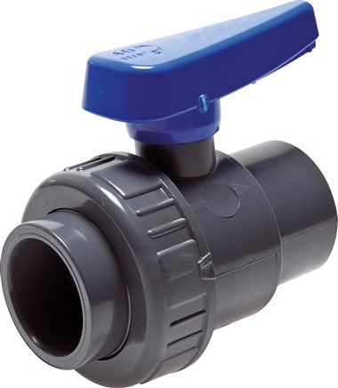 Exemplary representation: Single-ring ball valves with adhesive sleeves, PVC-U (water version)