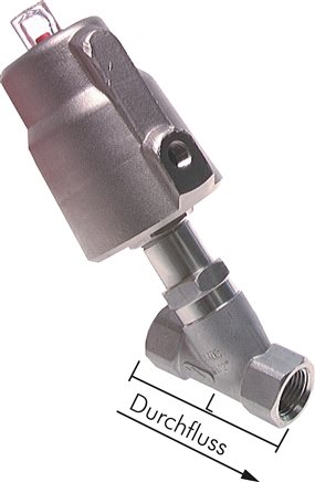 Exemplary representation: Angle seat valve, pneumatically actuated, 1.4408