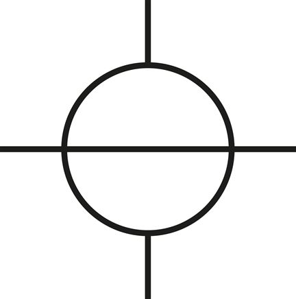 Schematic symbol: 4-way ball valve, straight-through